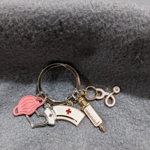 NEW Nurse Doctor LPN‎ RN silver charm keychain. - Picture 1 of 1
